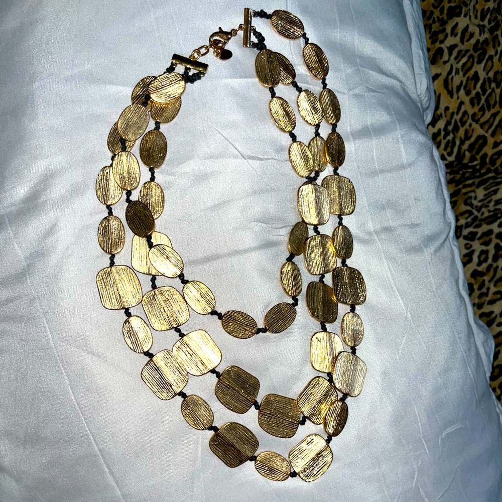 Zara heavy gold triple strand layered necklace